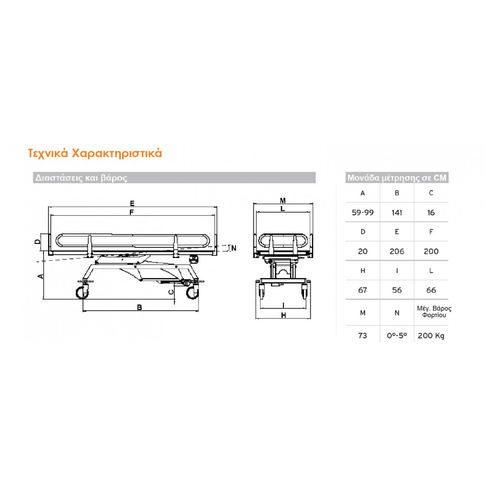 Τροχήλατη Μπανιέρα Nefti Ηλεκτρικού Τύπου