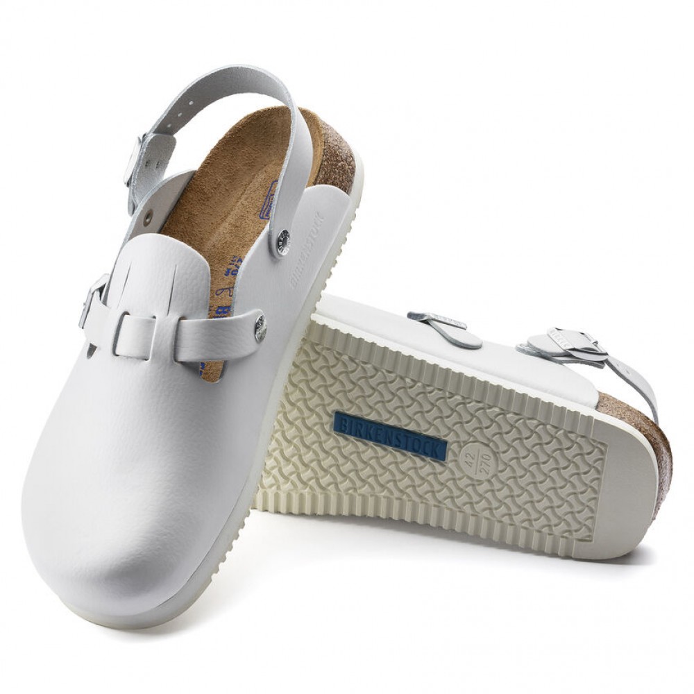 Kay SL White White Leather Αντιολισθητικό Σαμπό Narrow - Birkenstock
