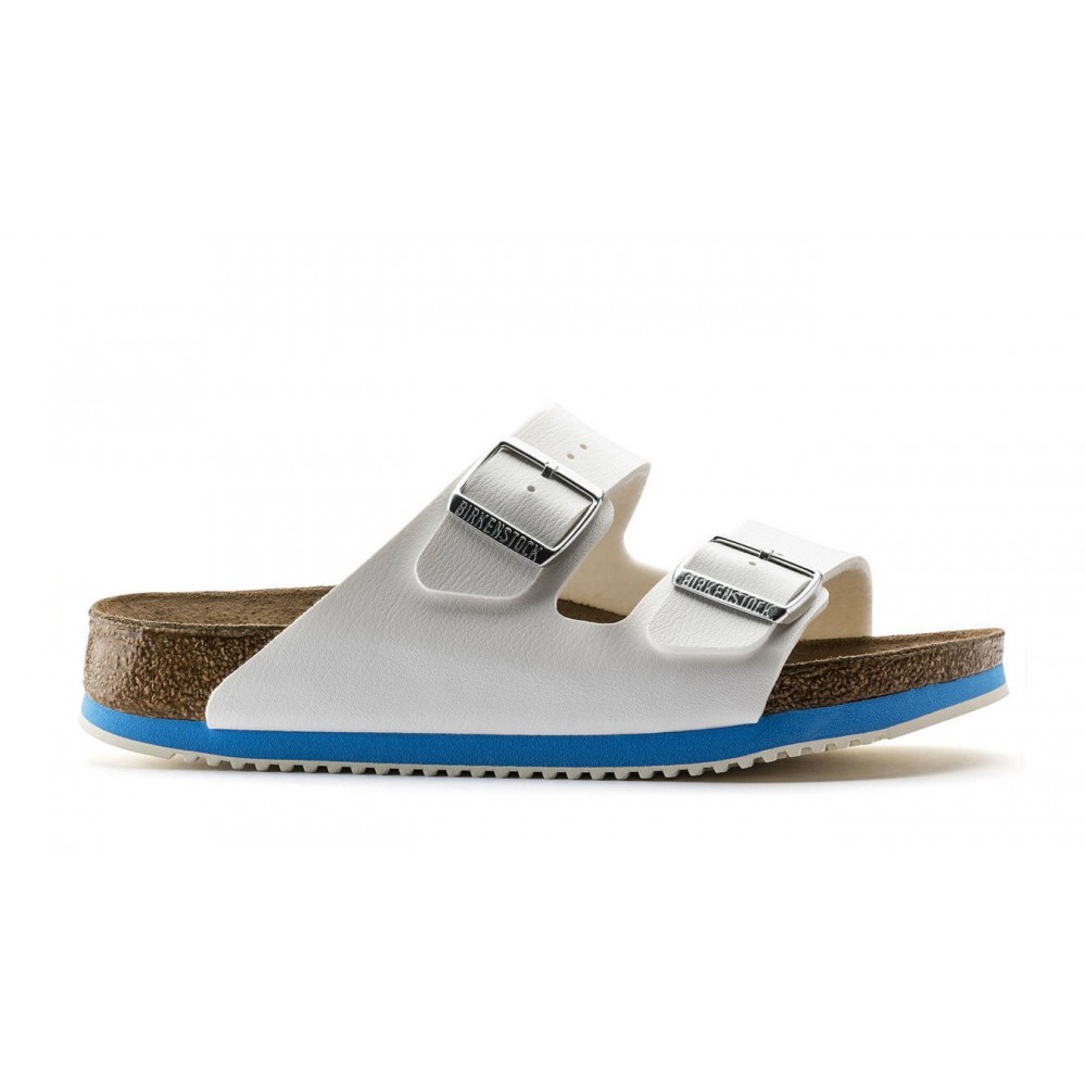 Arizona SL White/Blue Narrow MF Super Grip Αντιολισθητικό Πέδιλο - Birkenstock