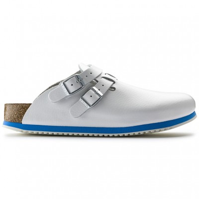 Kay SL White/Blue Leather Narrow Αντιολισθητικό Σαμπό - Birkenstock