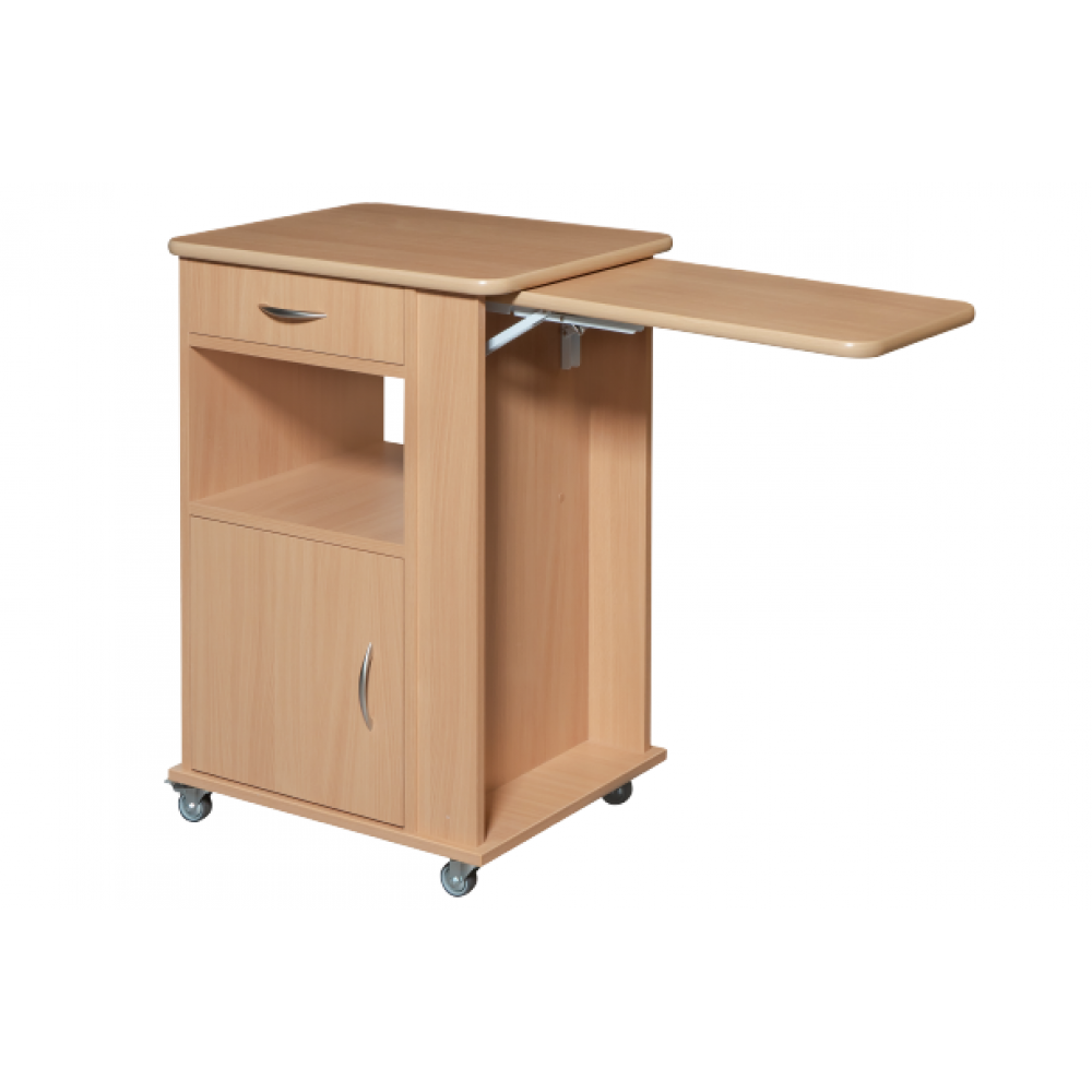 Κομοδίνο - Ξύλινο Τροχήλατο με Τραπεζάκι